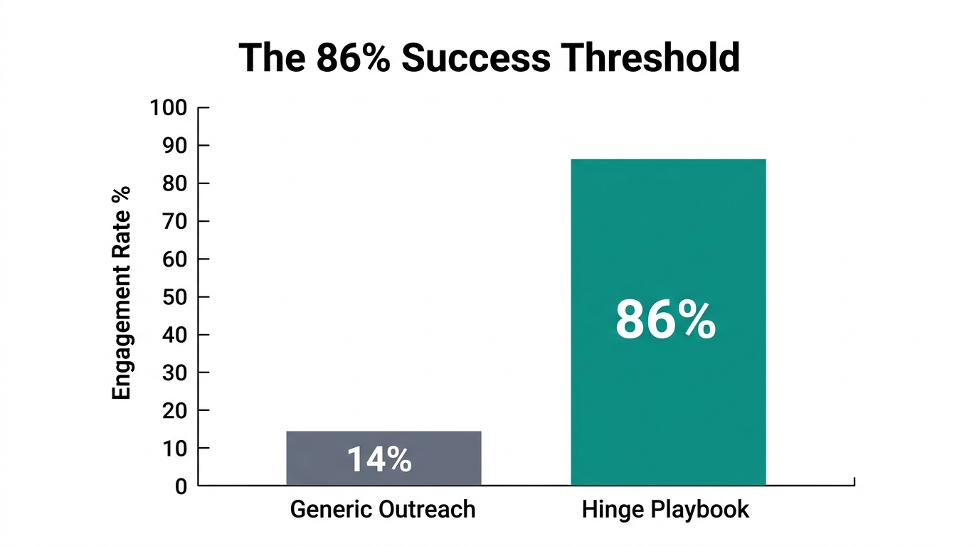 Success rates of Hinge playbook tactics versus generic outreach.