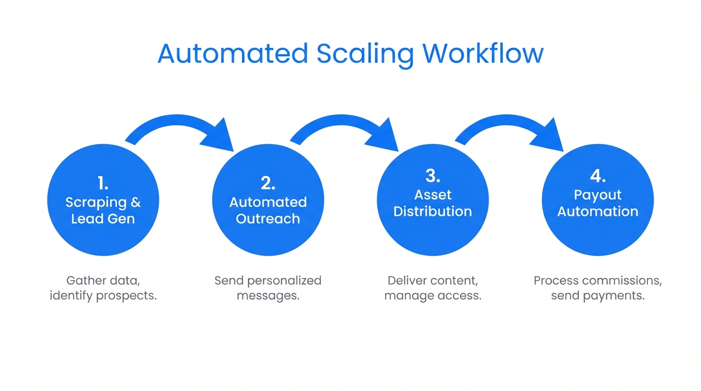 The four-step automated workflow used to scale creator operations.