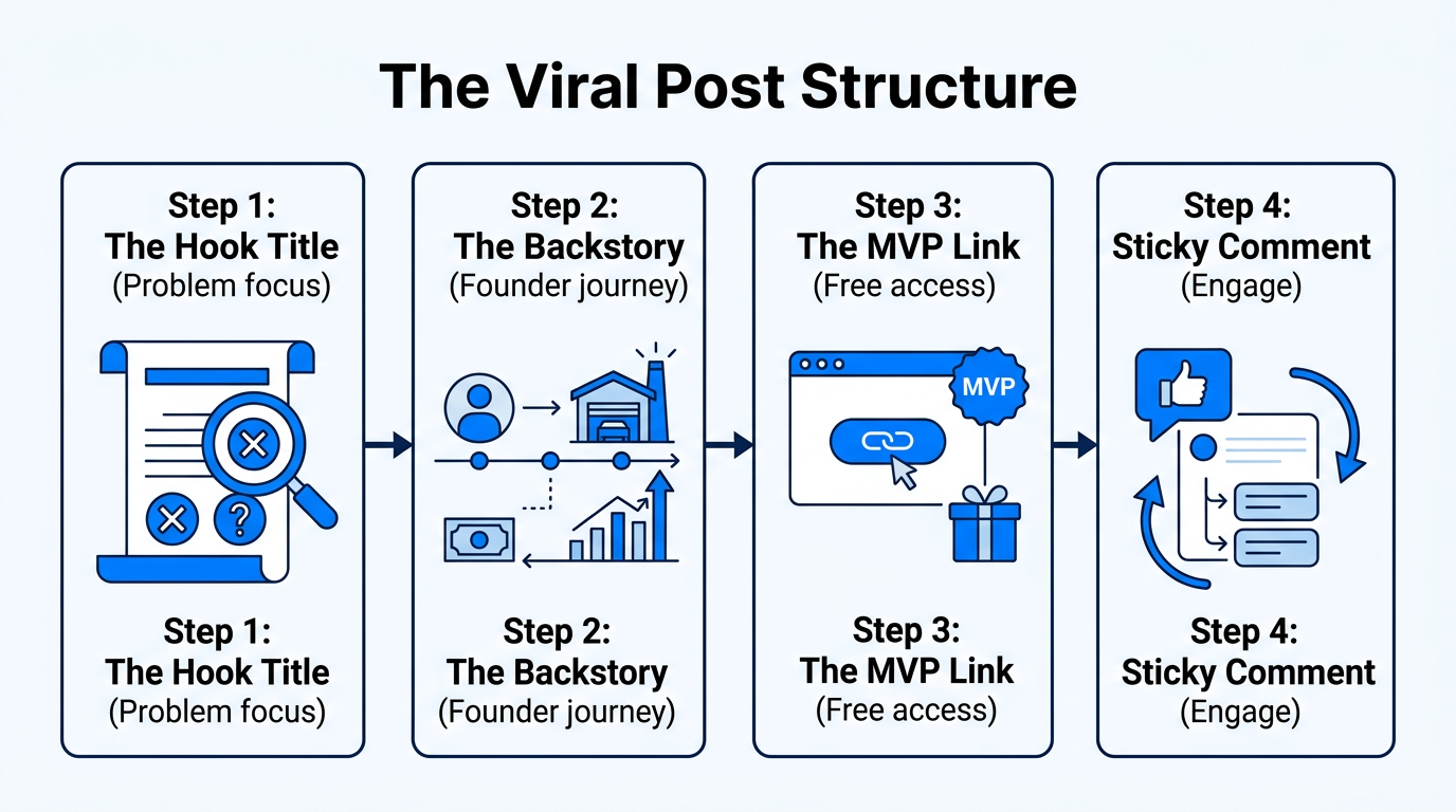 The four key elements of a high-converting Reddit marketing post.