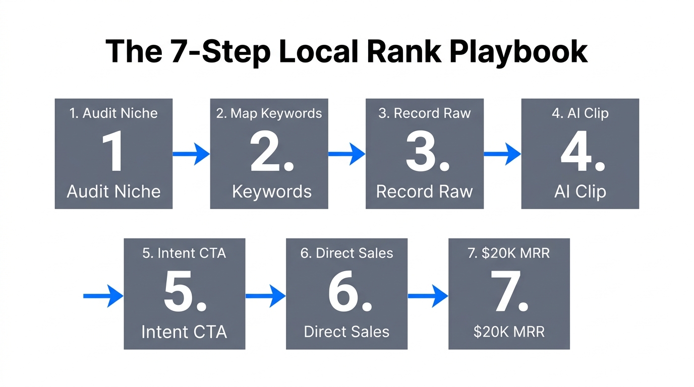 The seven-step workflow used to scale Local Rank to $20K MRR.