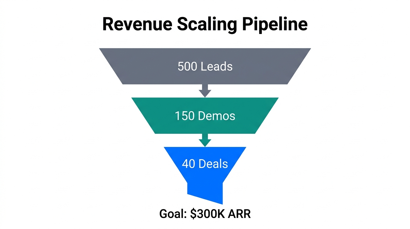 Conversion metrics required to reach the $300K ARR milestone.