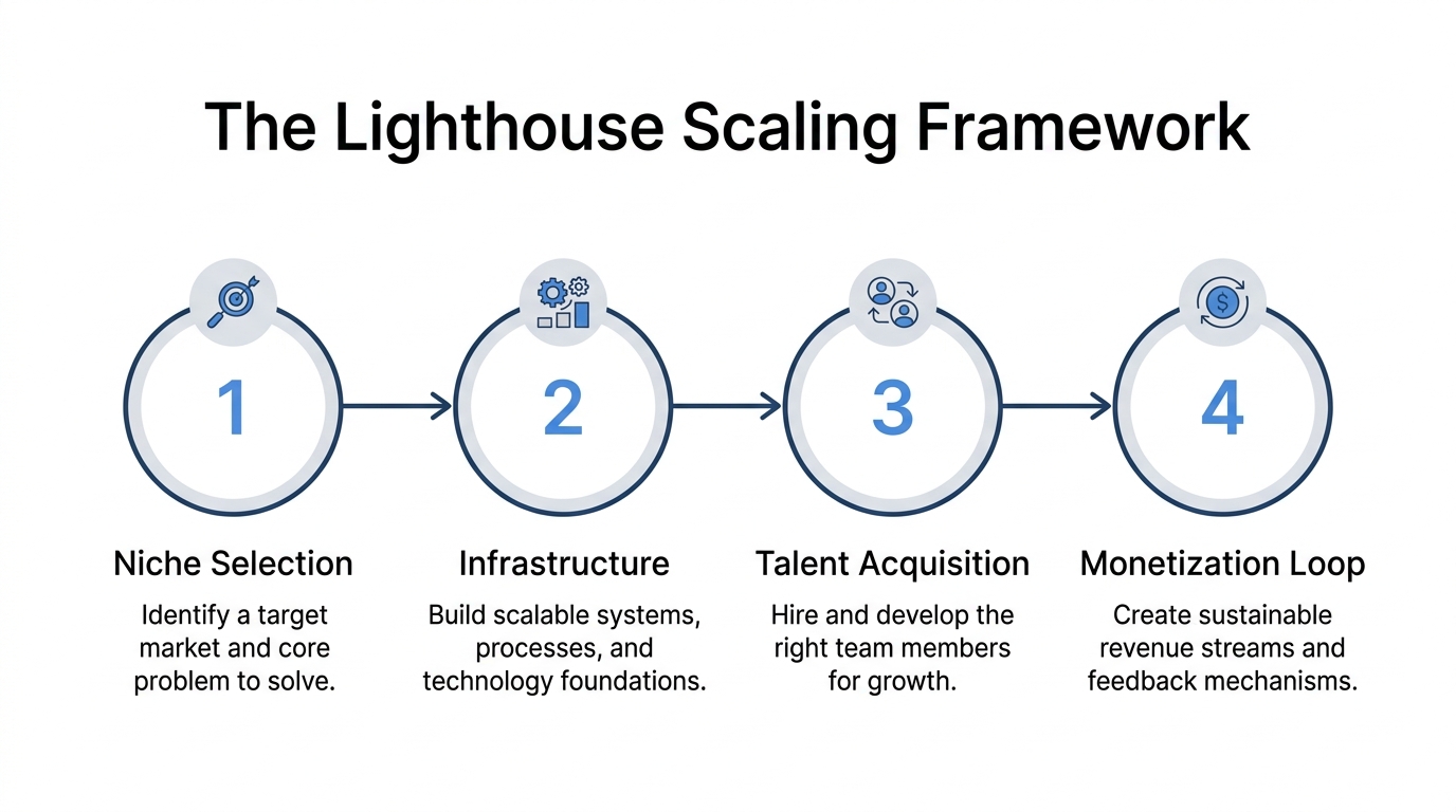 The four-step process used to scale the creator campus model.