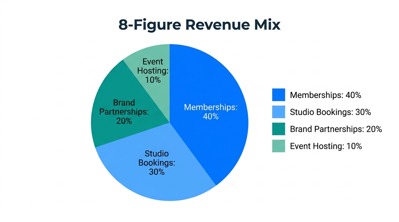 Revenue distribution showing the diverse income streams of The Lighthouse.