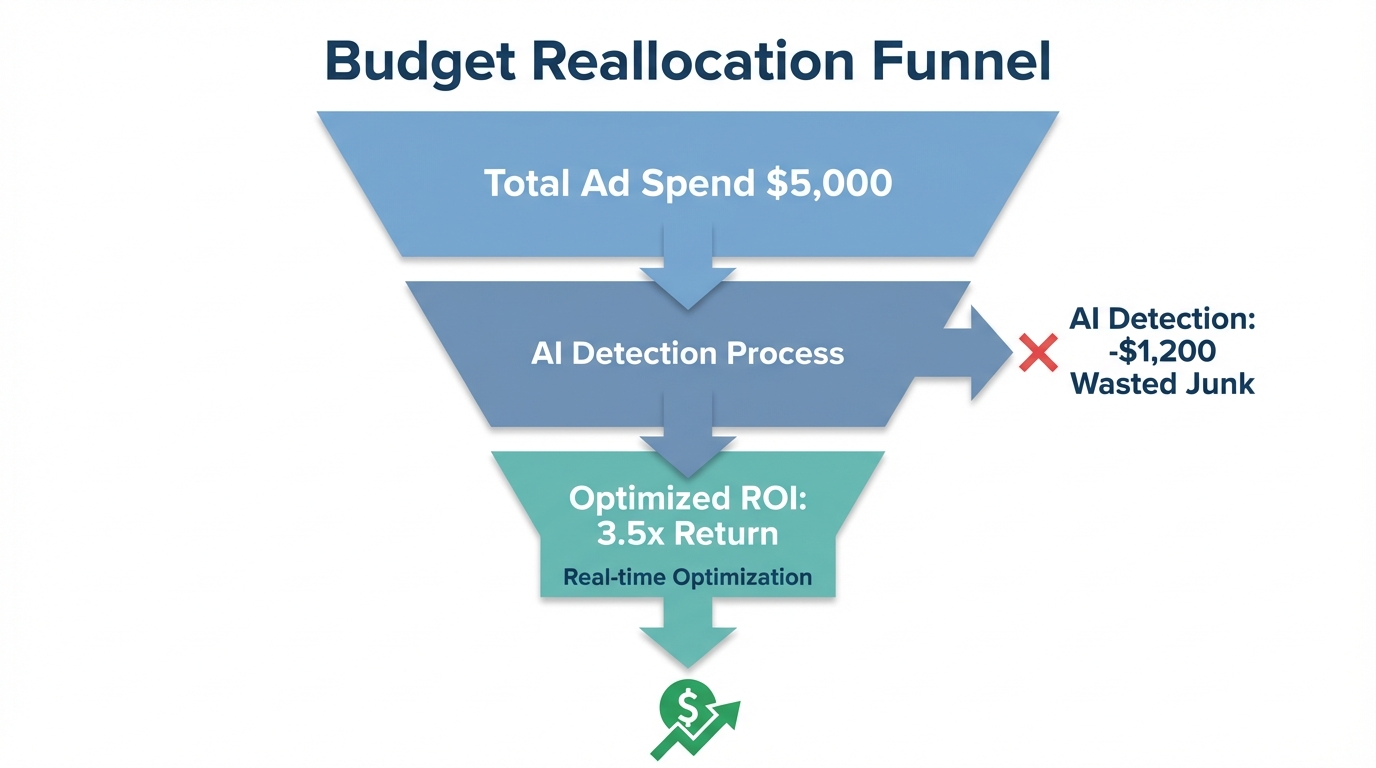Funnel showing how AI identifies waste to improve ROI.