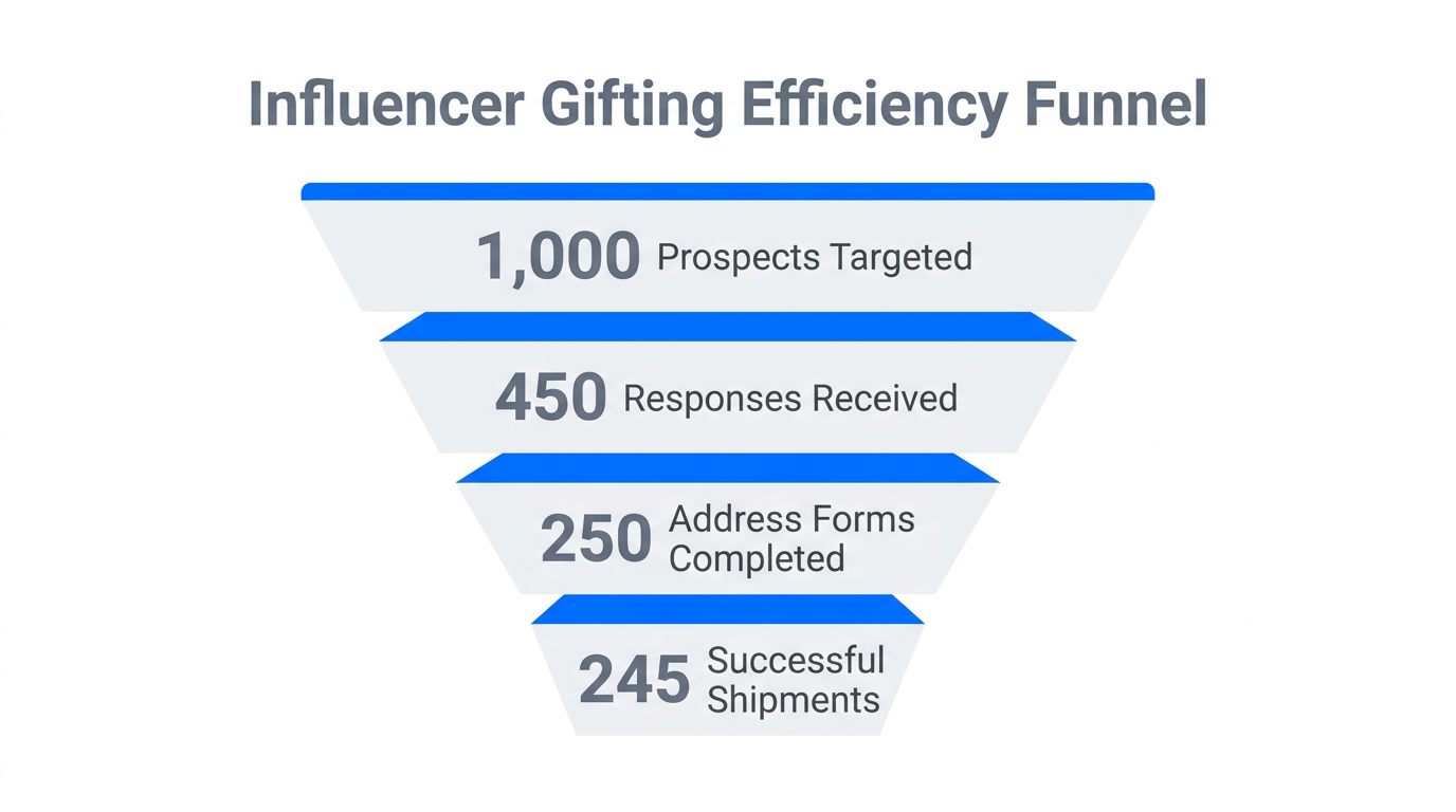 Efficiency funnel showing conversion from outreach to successful delivery.