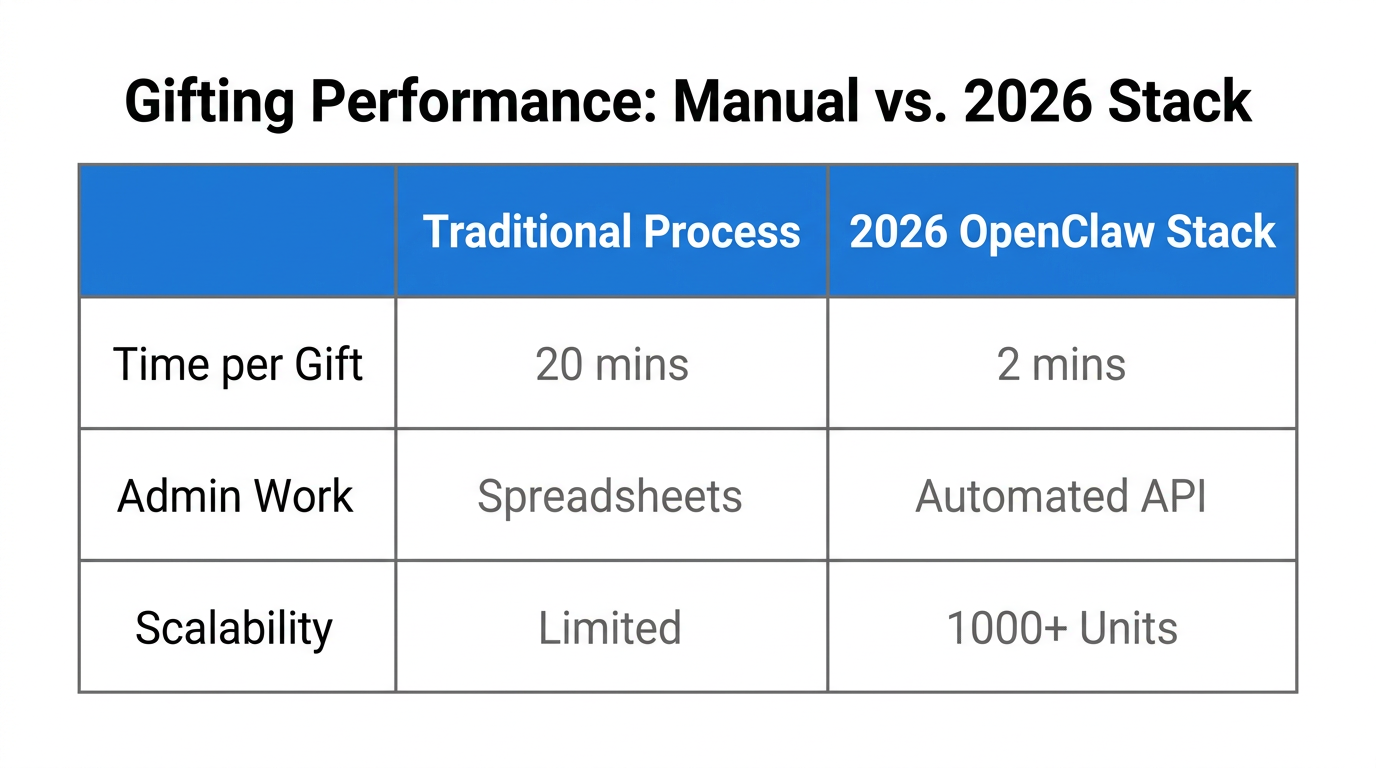 Comparison of manual gifting processes versus the 2026 automated playbook.