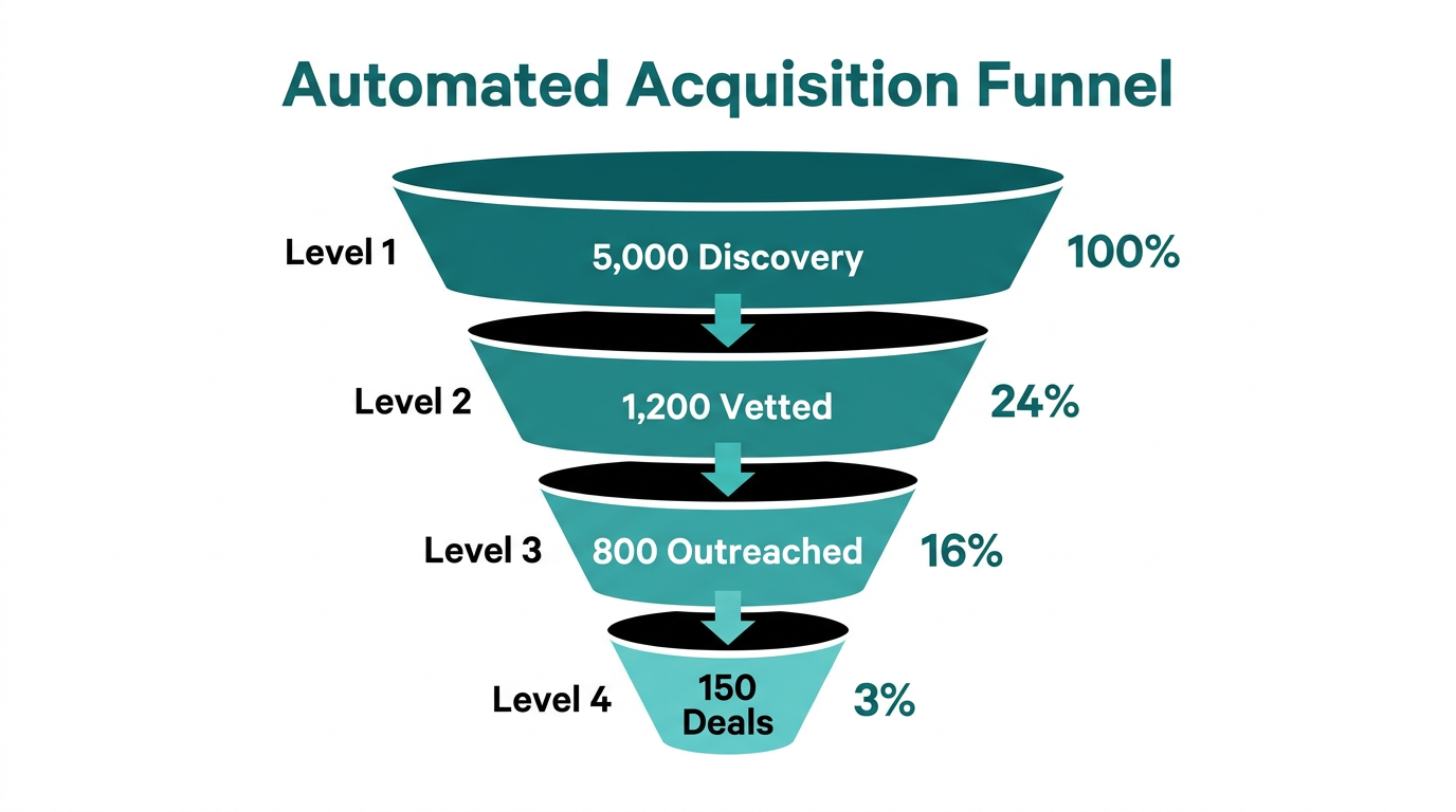 Conversion metrics for a typical automated creator acquisition funnel.