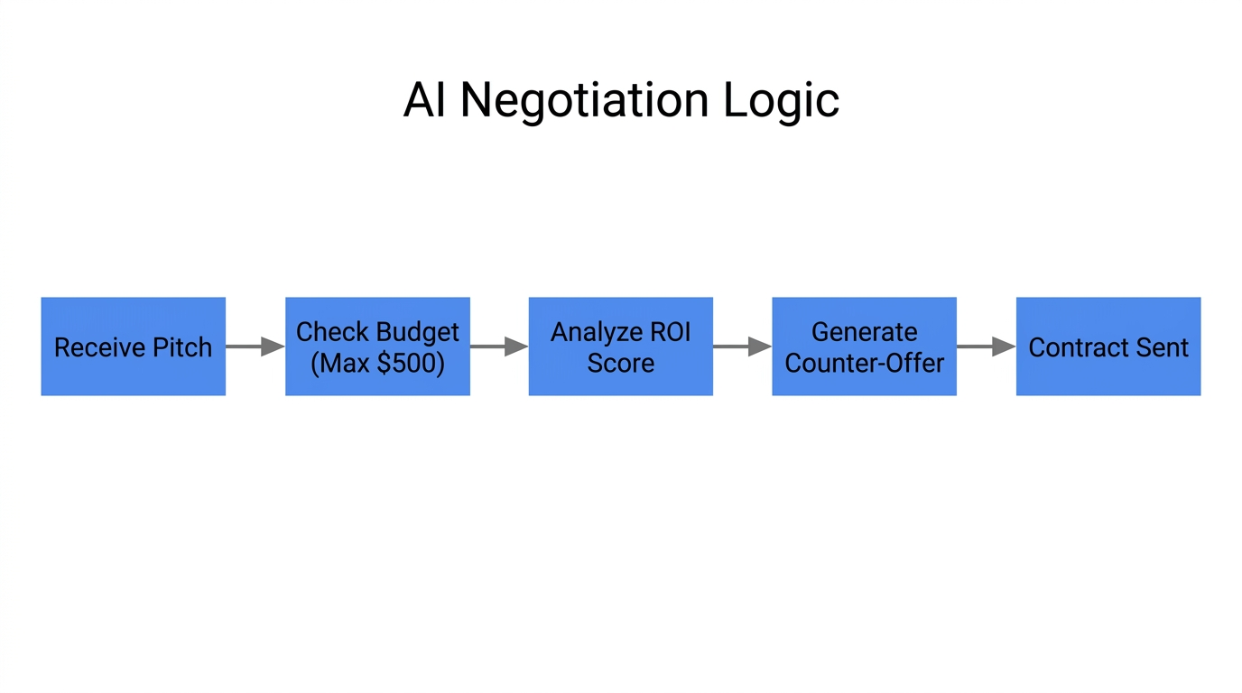 The decision-making flow for automated influencer price negotiation.