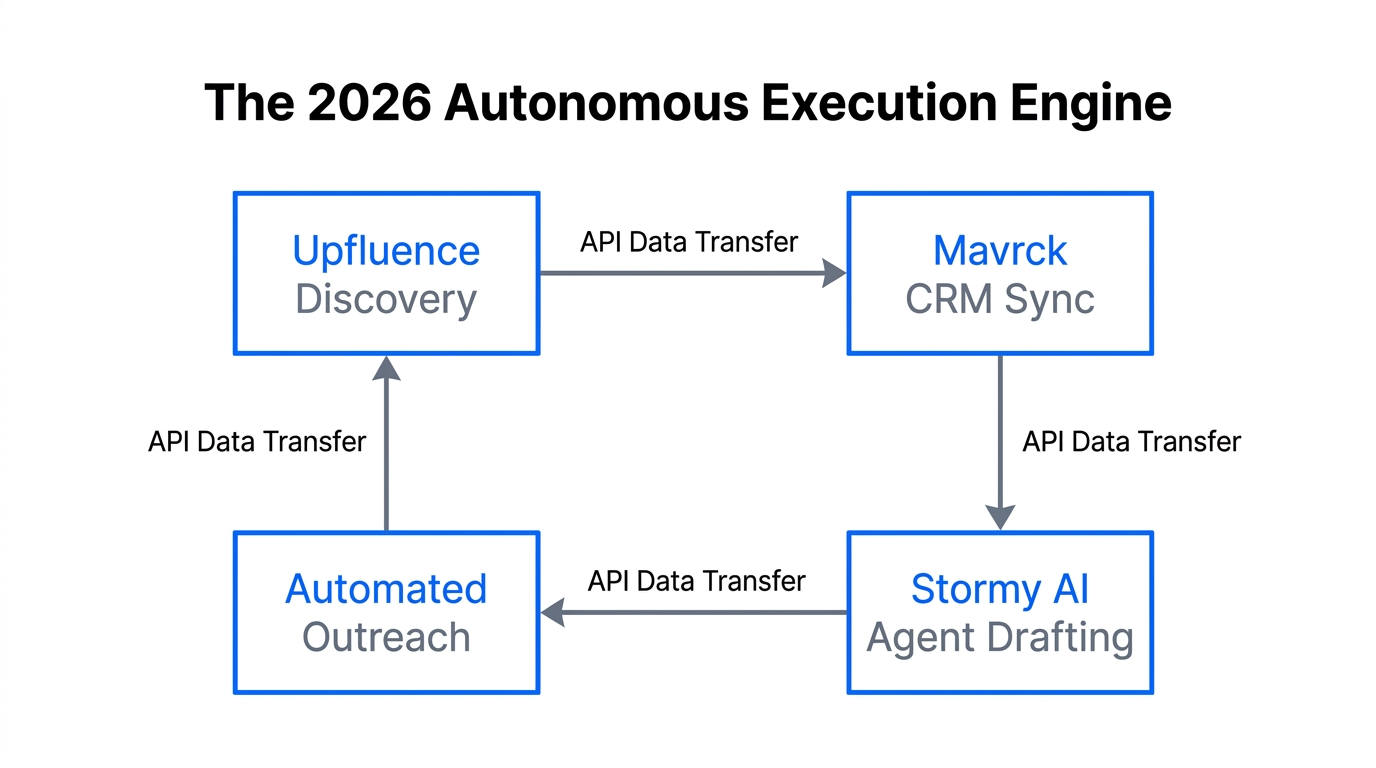 The integrated workflow for autonomous influencer campaign execution in 2026.