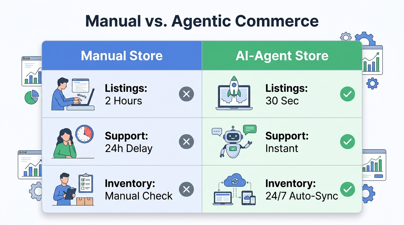 Efficiency comparison between manual operations and AI-driven automation.