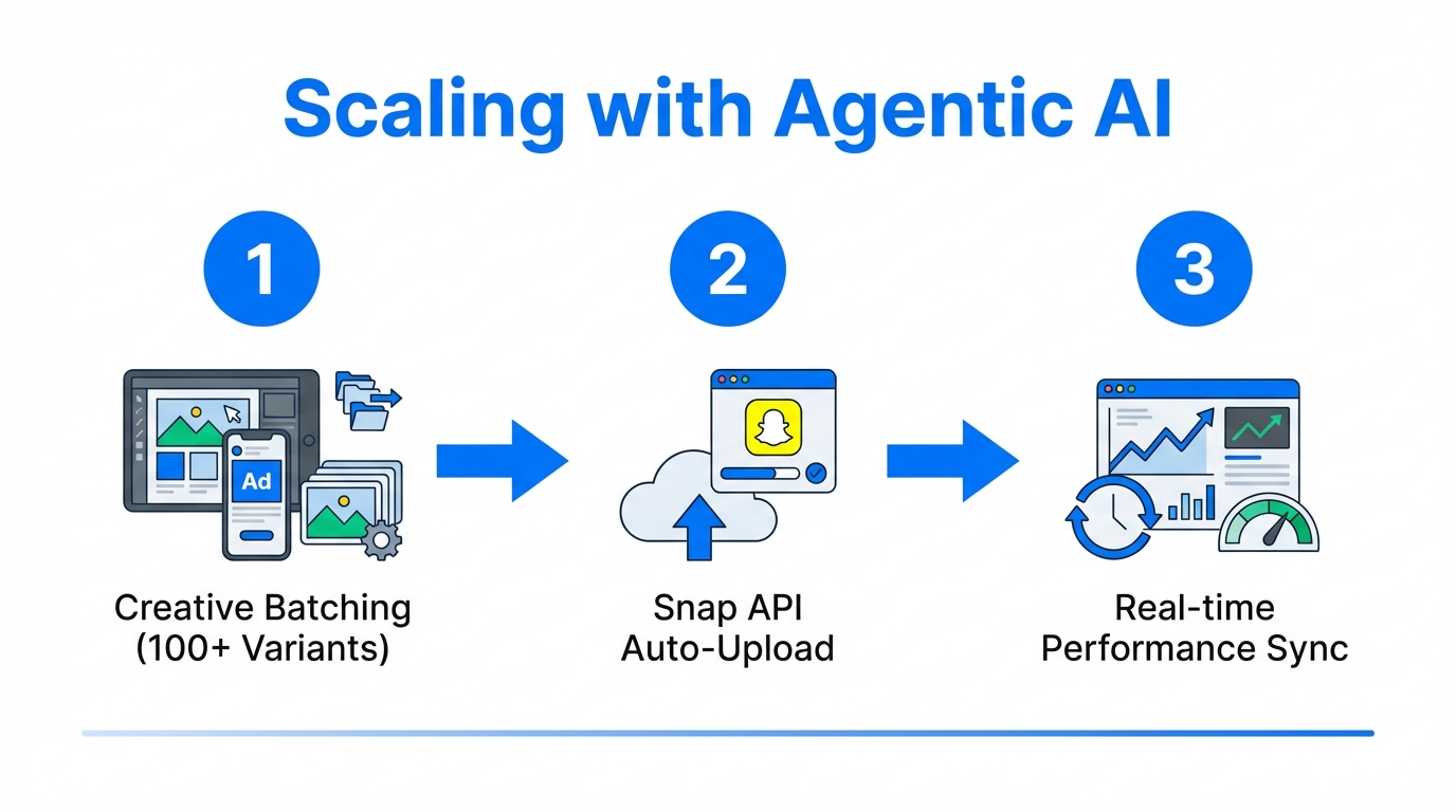 Automating the pipeline from creative generation to Snapchat Ads Manager upload.