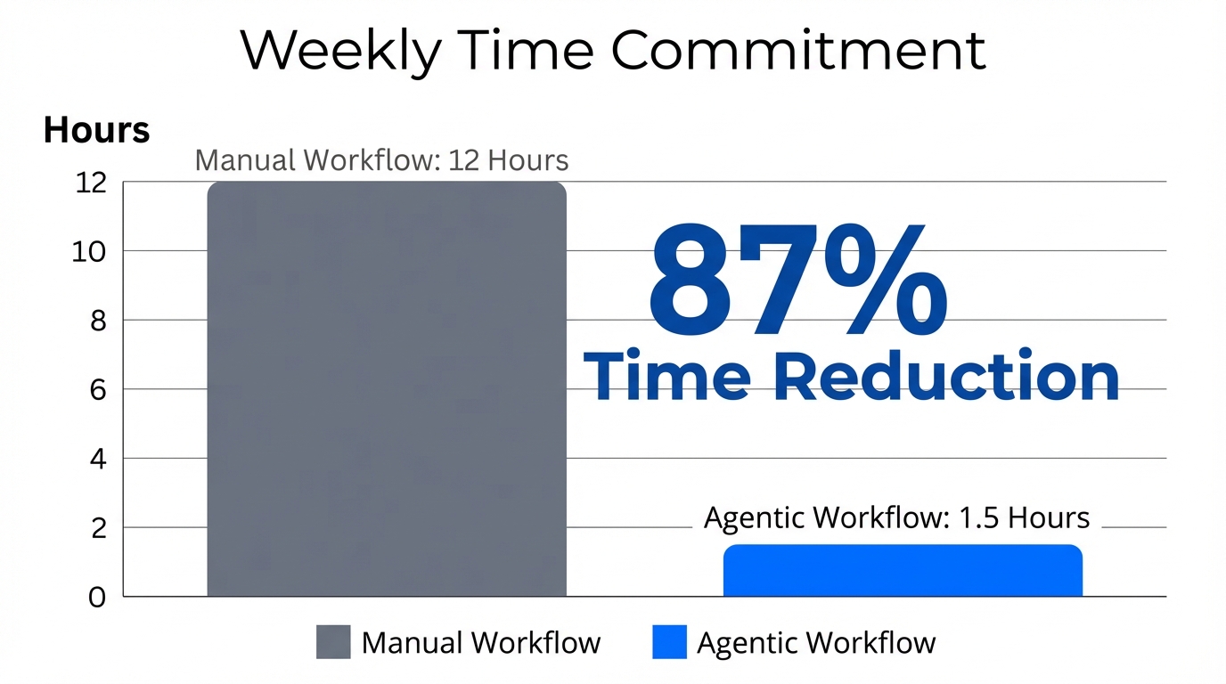 Comparison of manual versus automated hours spent on social media.