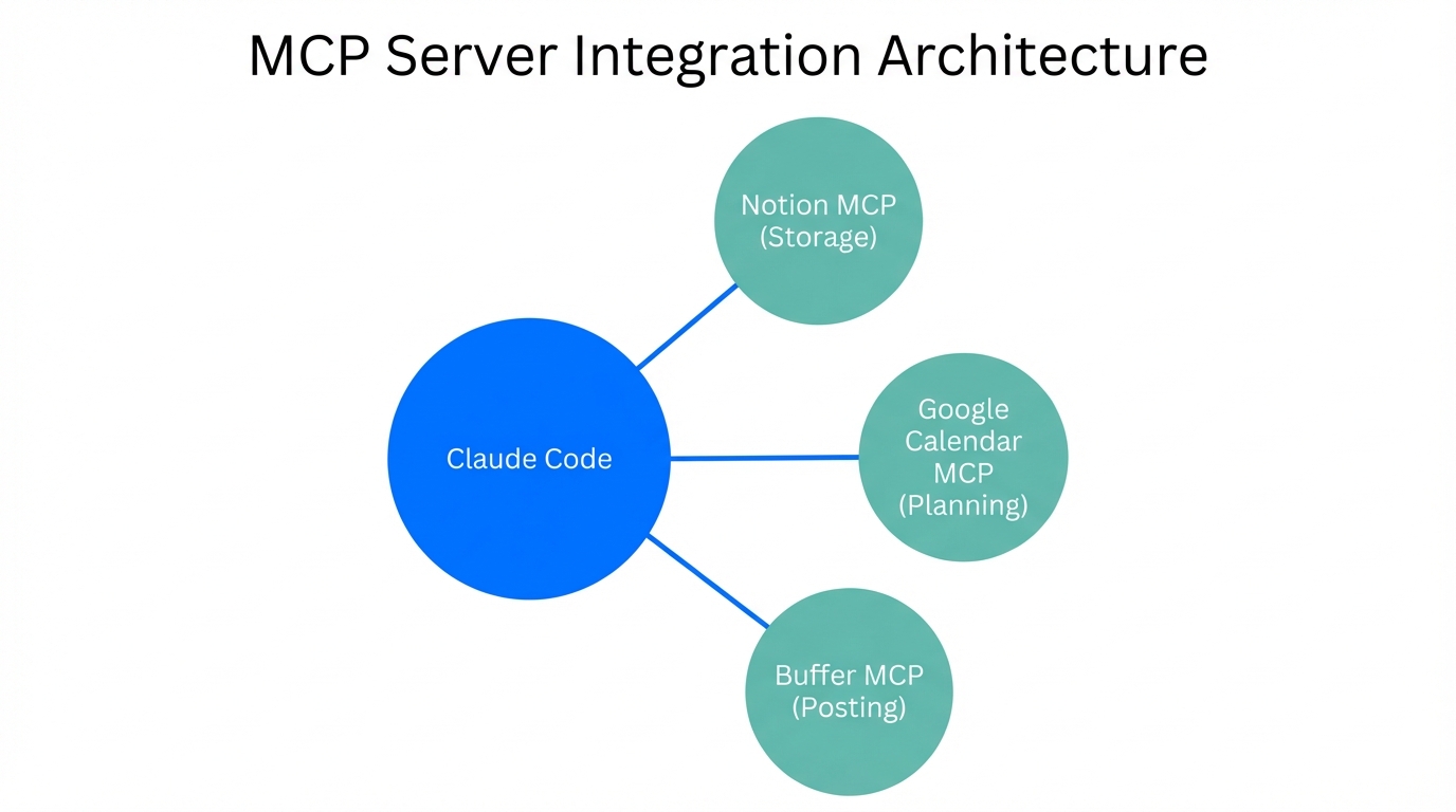 Architecture showing how Claude Code communicates with external marketing tools.