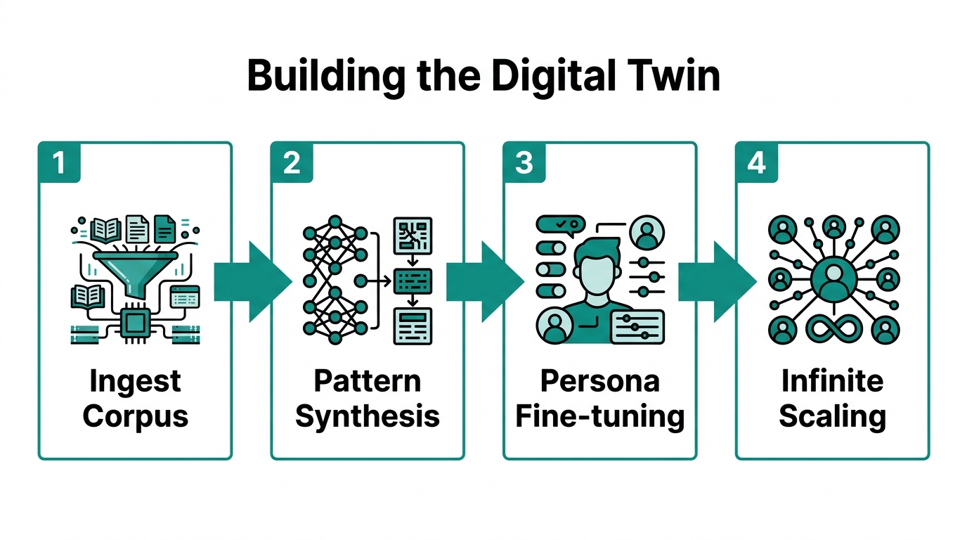 The 4-step workflow for creating a deli.ai digital twin.