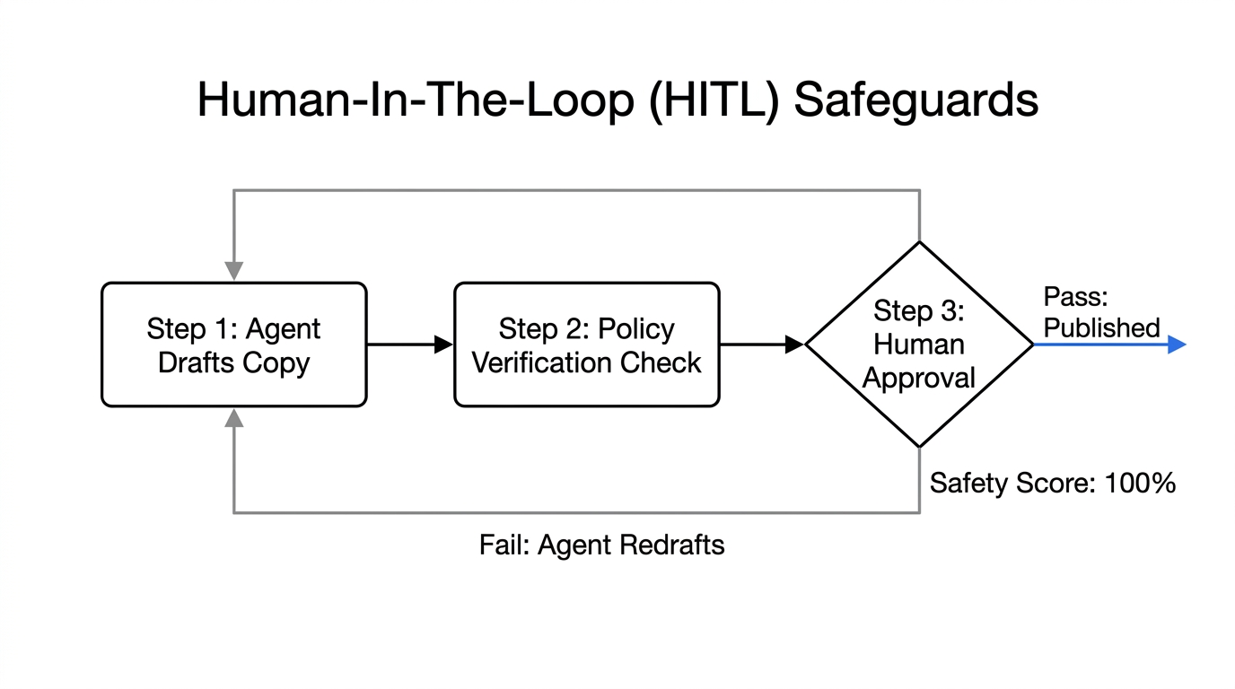 Quality control workflow ensuring brand safety and human oversight.