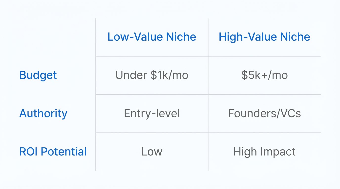 Comparison of low-value versus high-value ghostwriting niches.