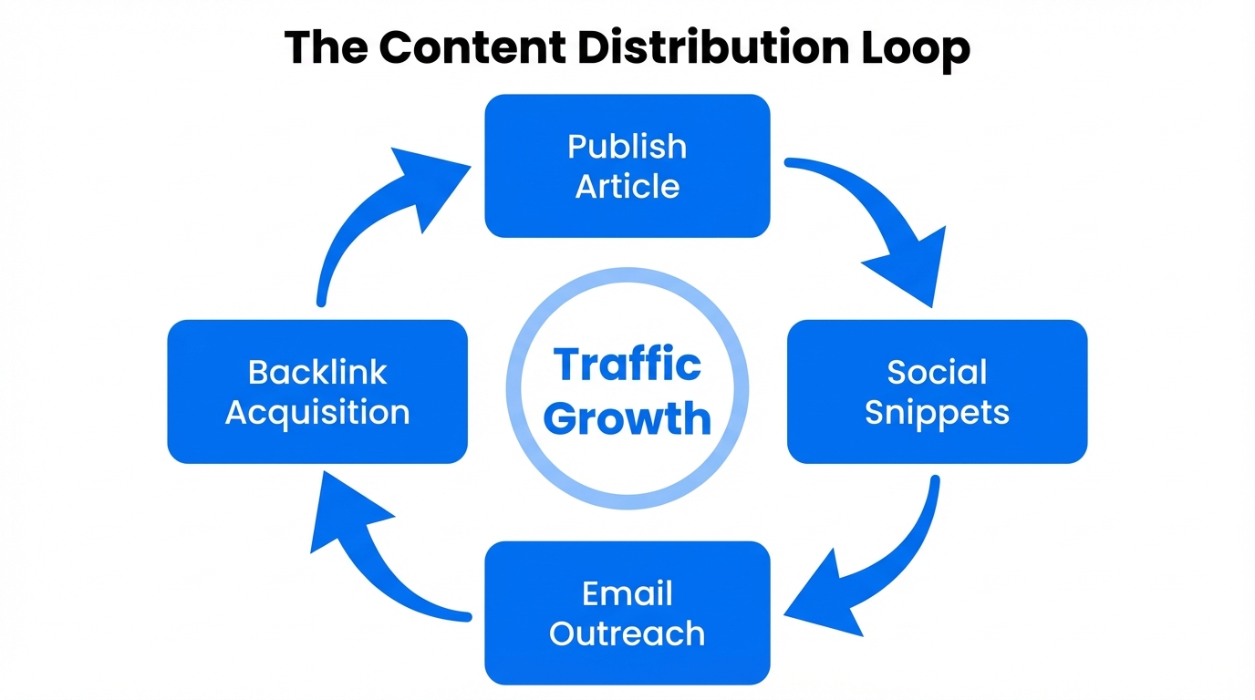 A repeatable cycle for maximizing content reach and authority.