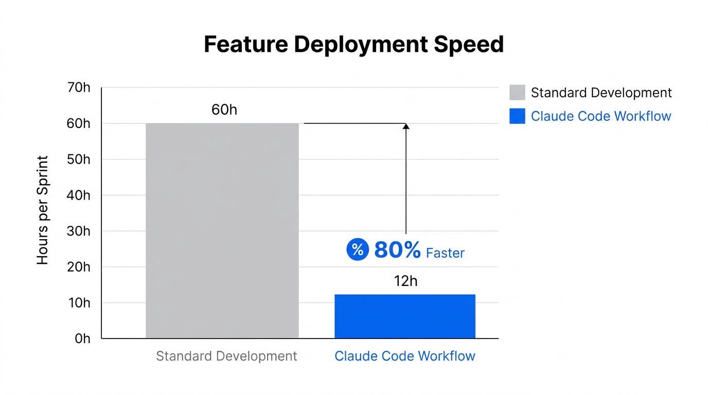 Efficiency comparison showing speed advantage of Claude Code over traditional development.