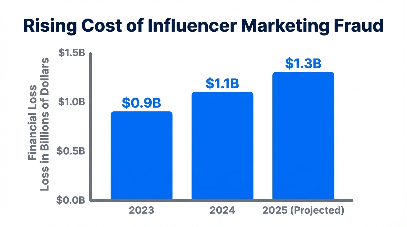 Projected global influencer marketing fraud losses reaching $1.3 billion by 2025.