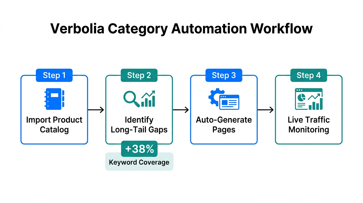 A 4-step workflow for automating long-tail category page generation.