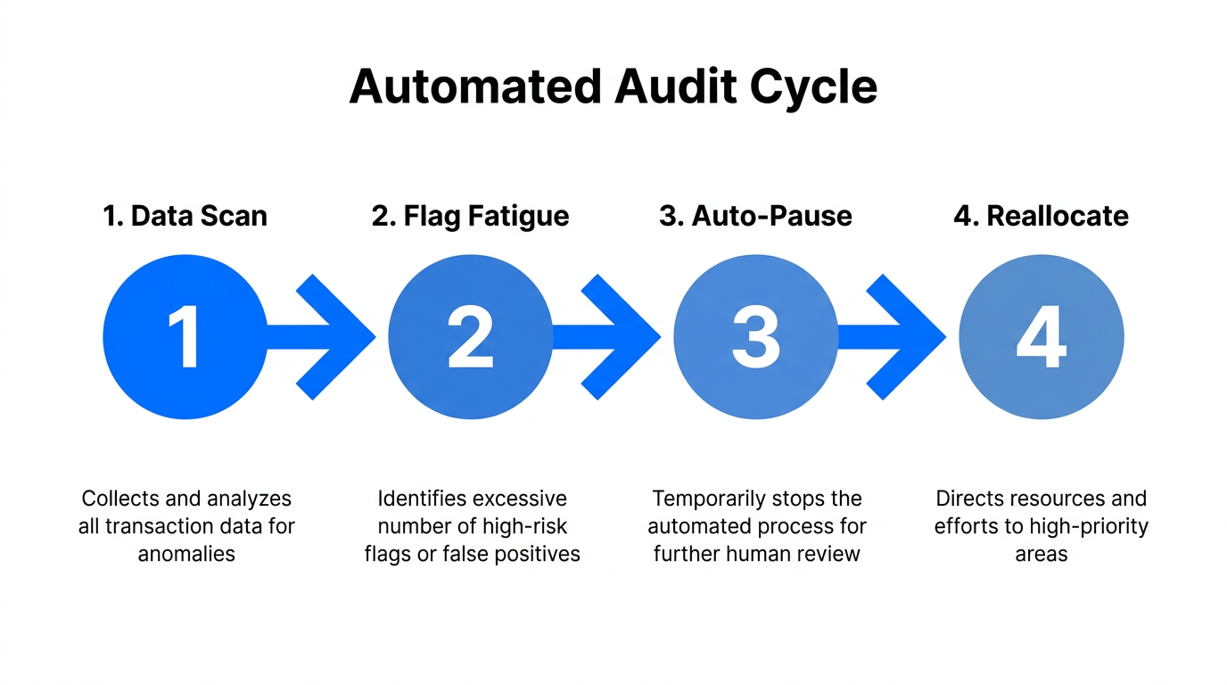 The four-step automated cycle for auditing and optimizing ad performance.