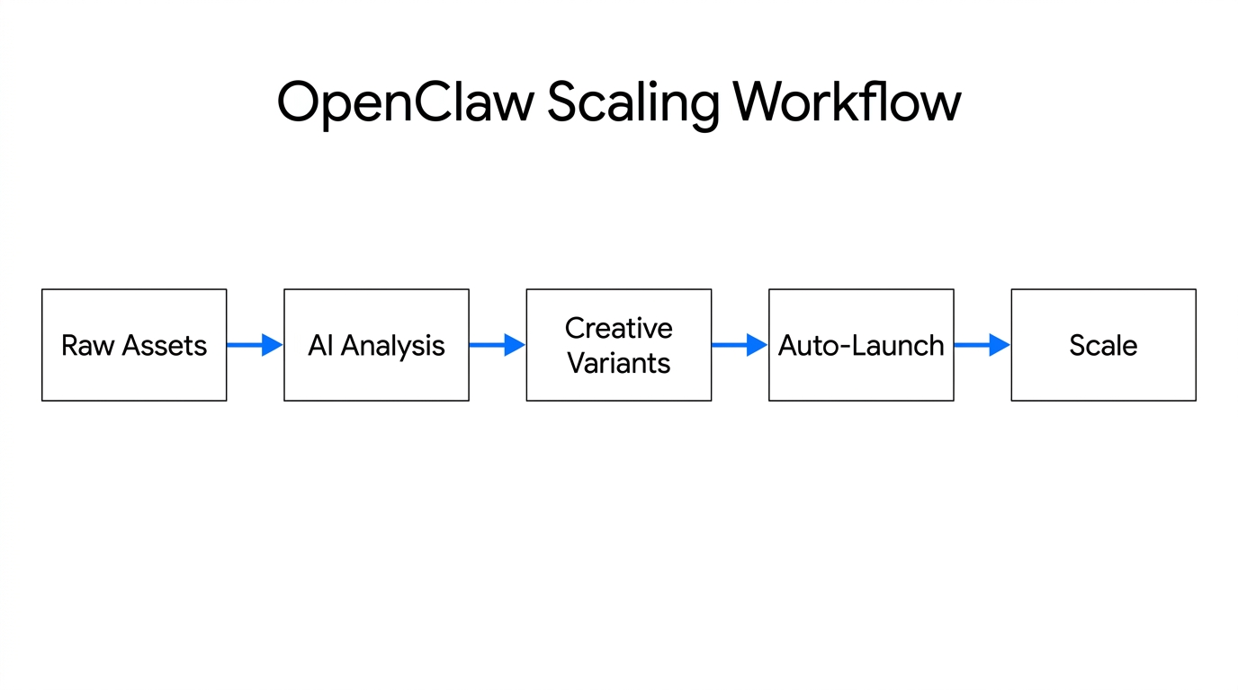 The systematic workflow for scaling TikTok ads using OpenClaw automation.