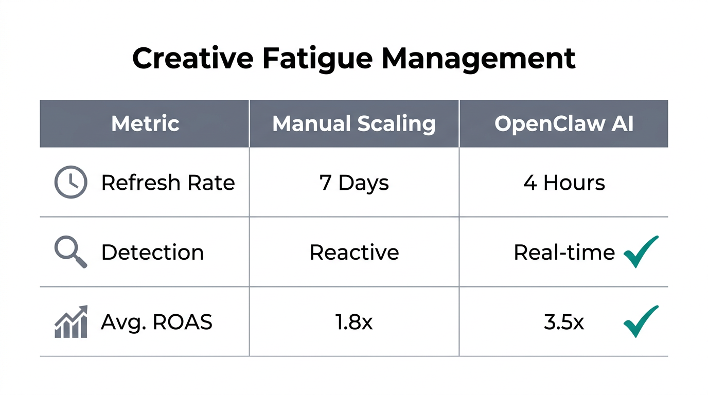 Performance comparison between manual ad management and AI-driven automation.