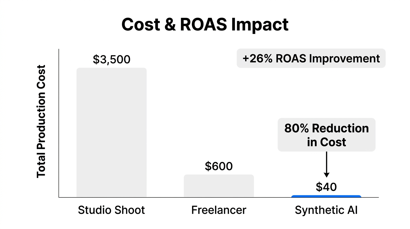 Economic breakdown of cost savings and performance gains with synthetic UGC.