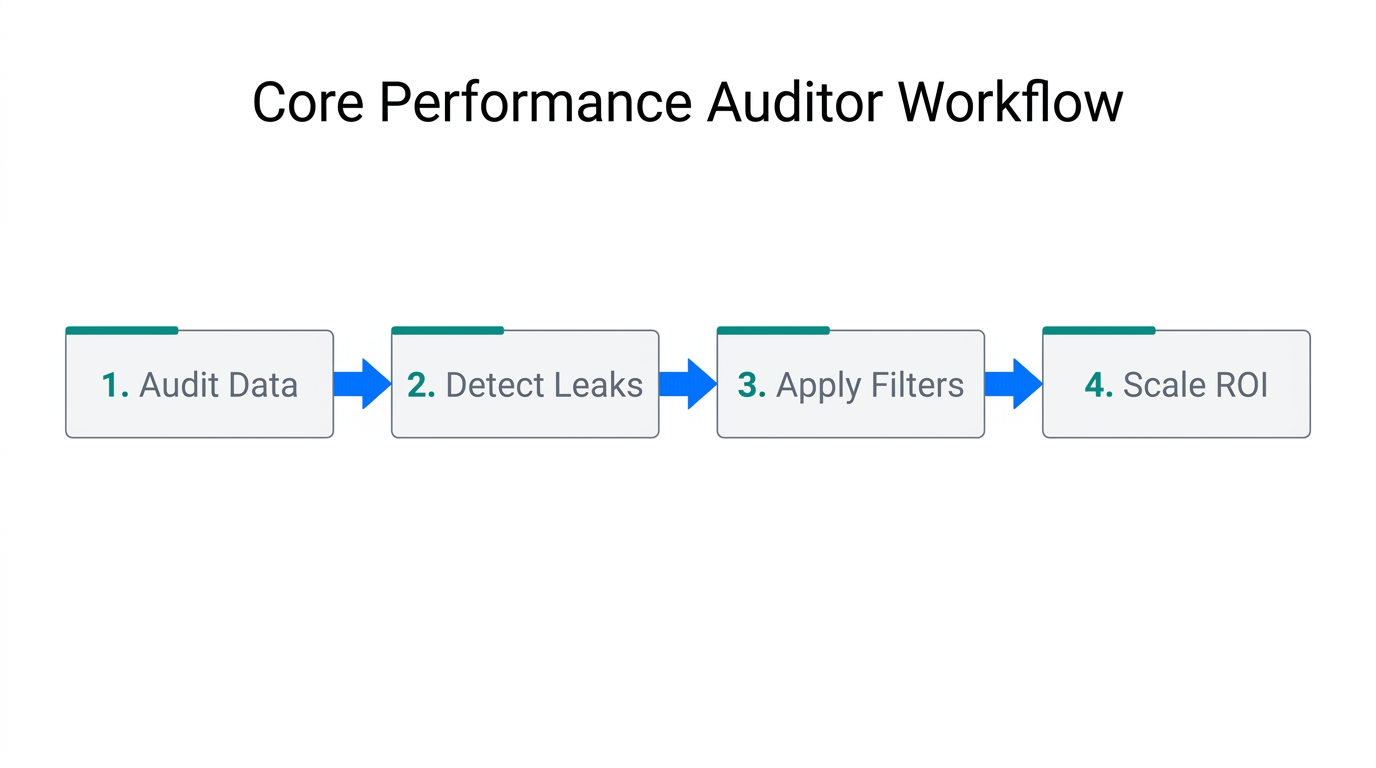 Step-by-step performance auditor workflow for scaling Google Ads ROI.