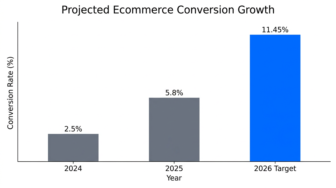 Bar chart showing conversion rate growth towards the 11.45% target.