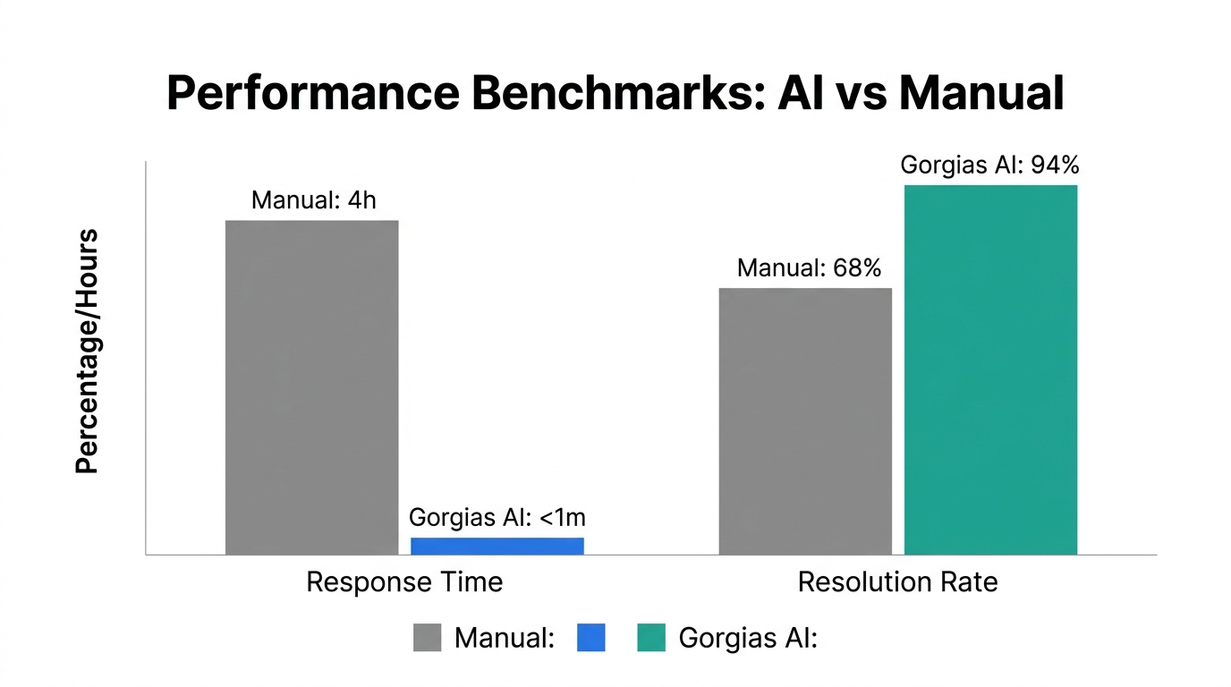ROI comparison between manual support and Gorgias AI automation.