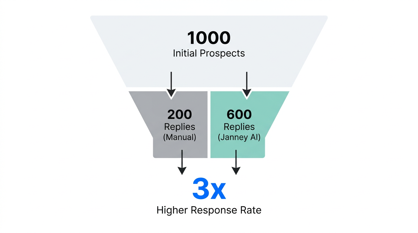Funnel analysis showing a 3x increase in influencer response rates.