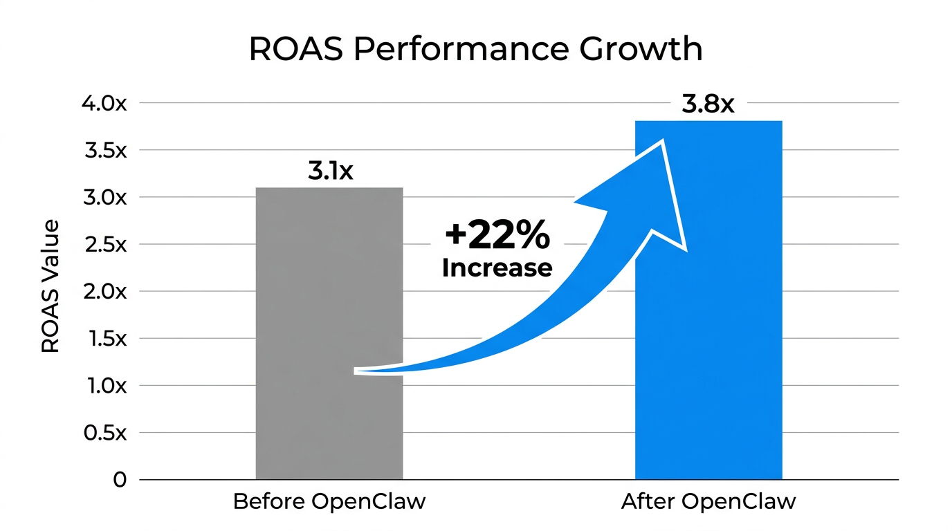 Case study data showing a 22% boost in Return on Ad Spend.