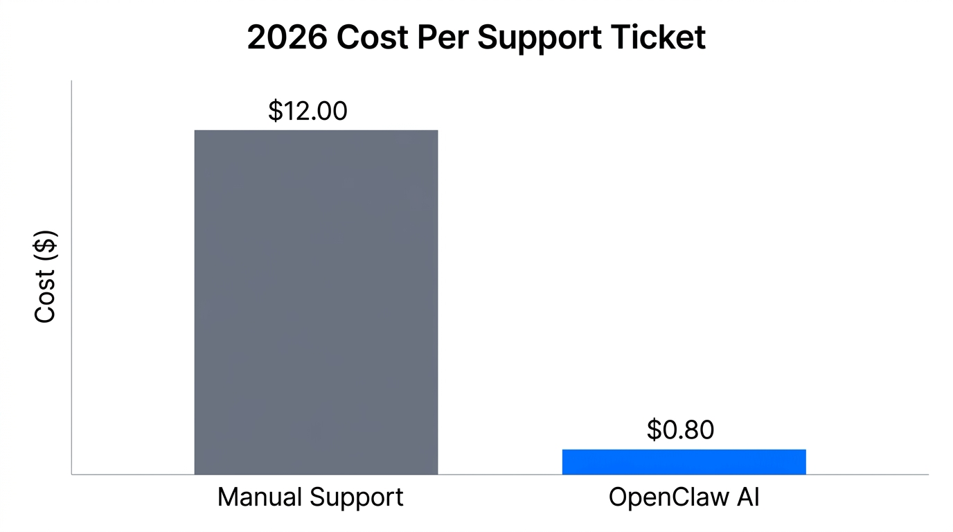 Comparison of manual support costs versus OpenClaw AI automation.