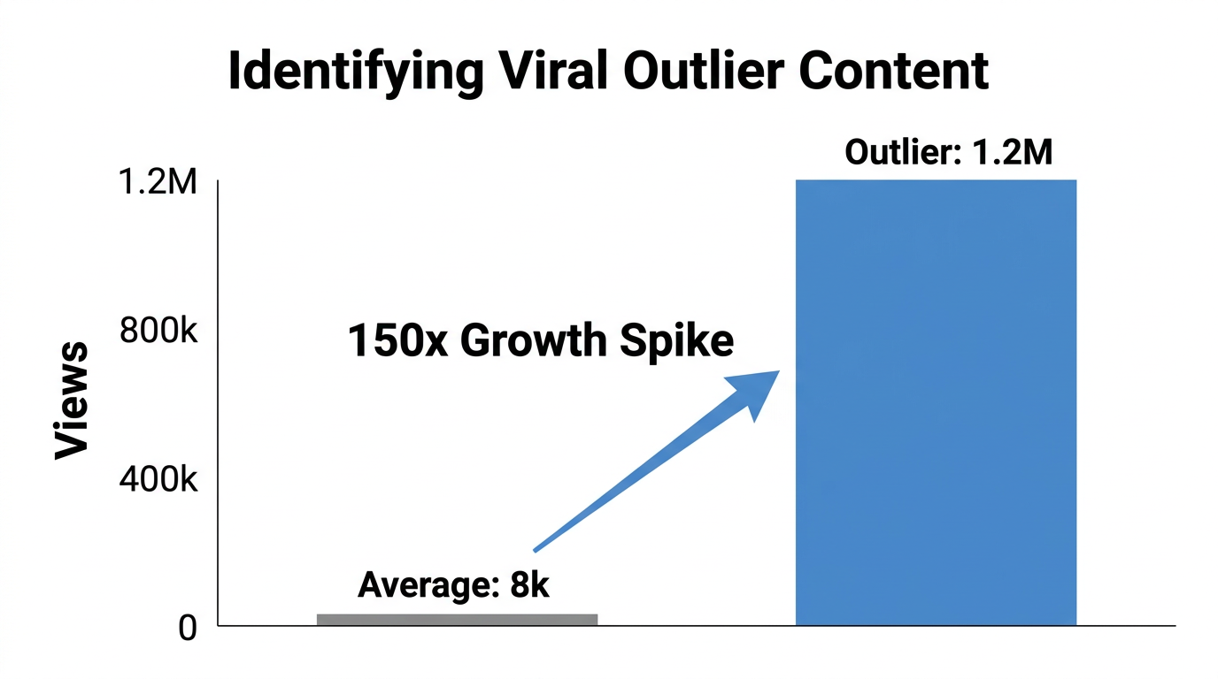 Comparison of average video views versus a true viral outlier.