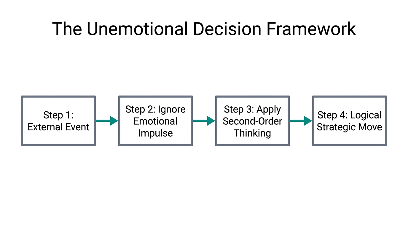 A flowchart showing the process of unemotional decision-making for founders.