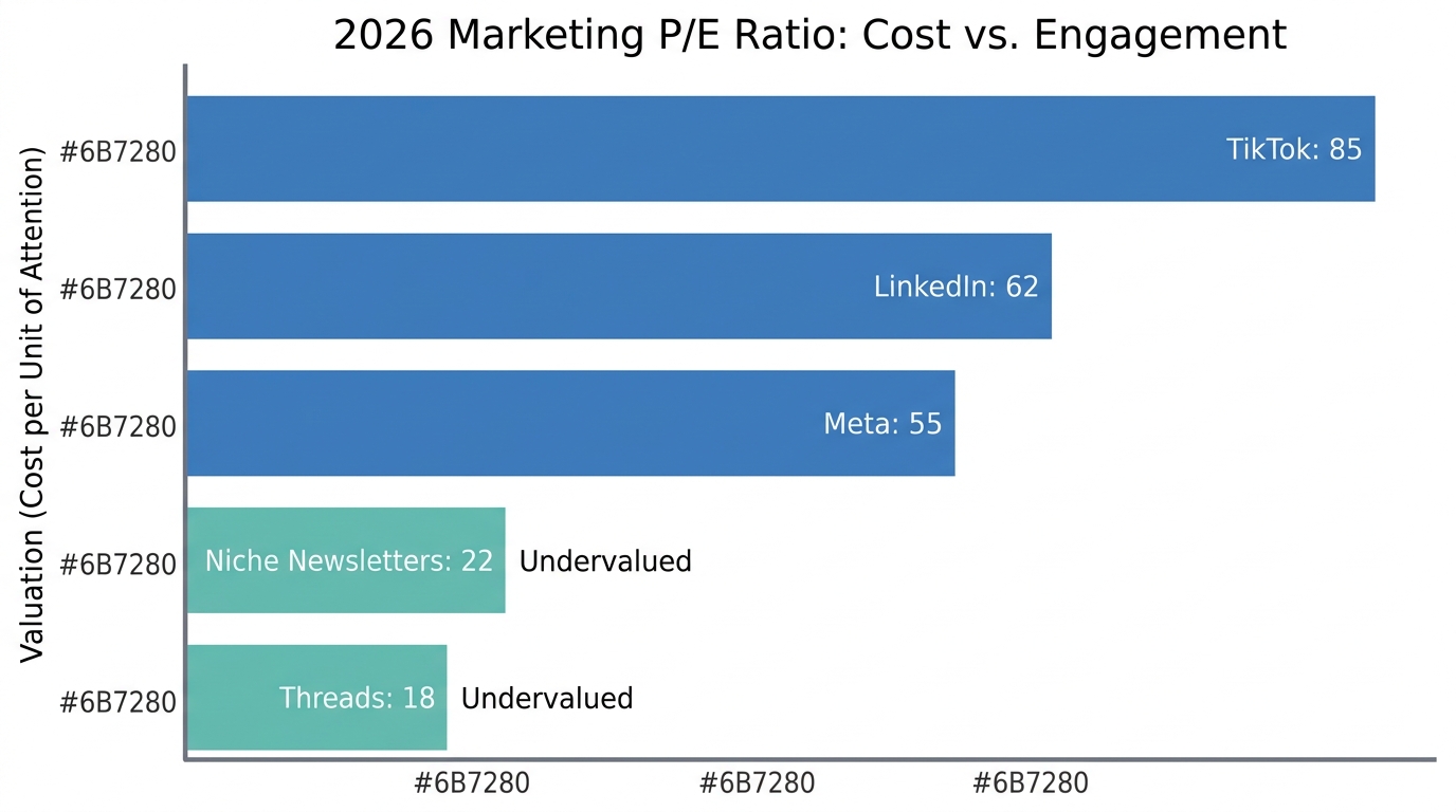 Comparison of social platform valuation based on current cost per engagement.