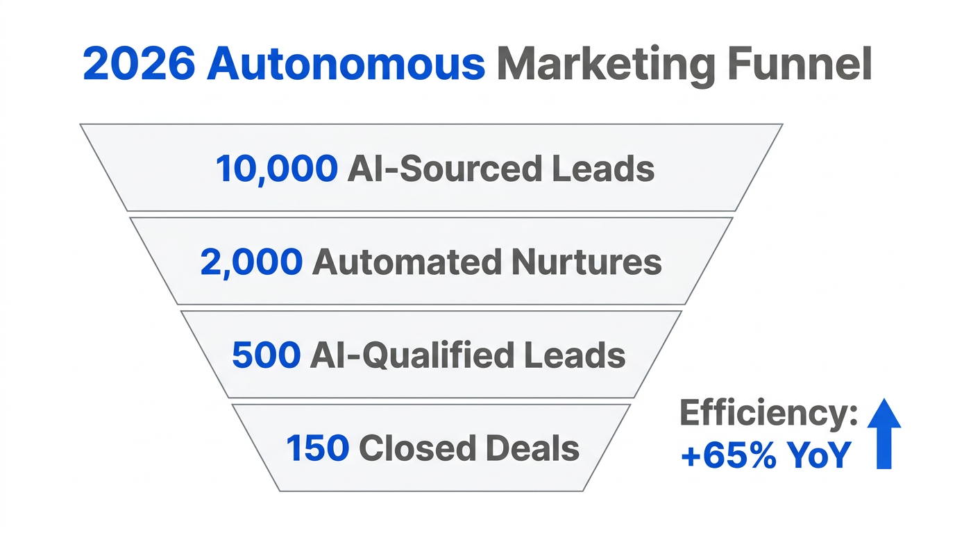 Projected funnel efficiency using autonomous AI marketing agents in 2026.