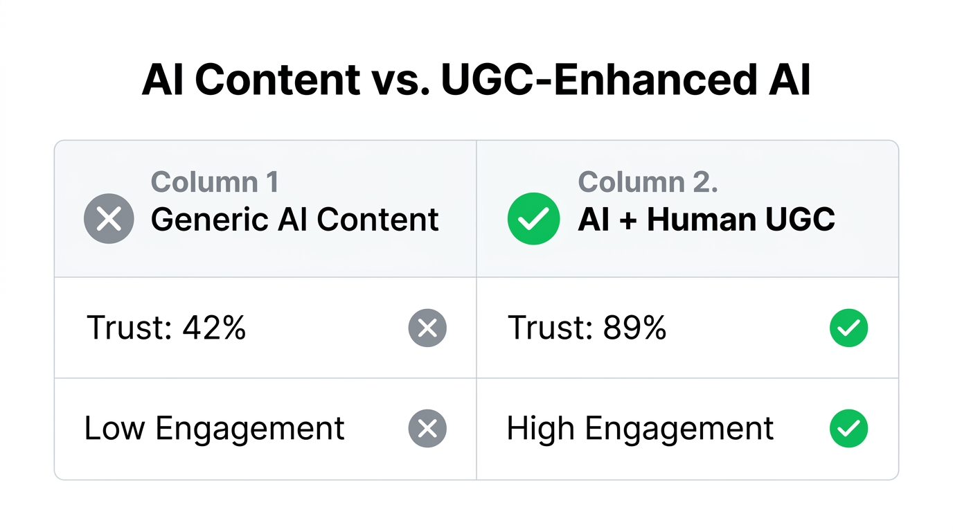 Comparison of trust metrics between generic AI and humanized content.