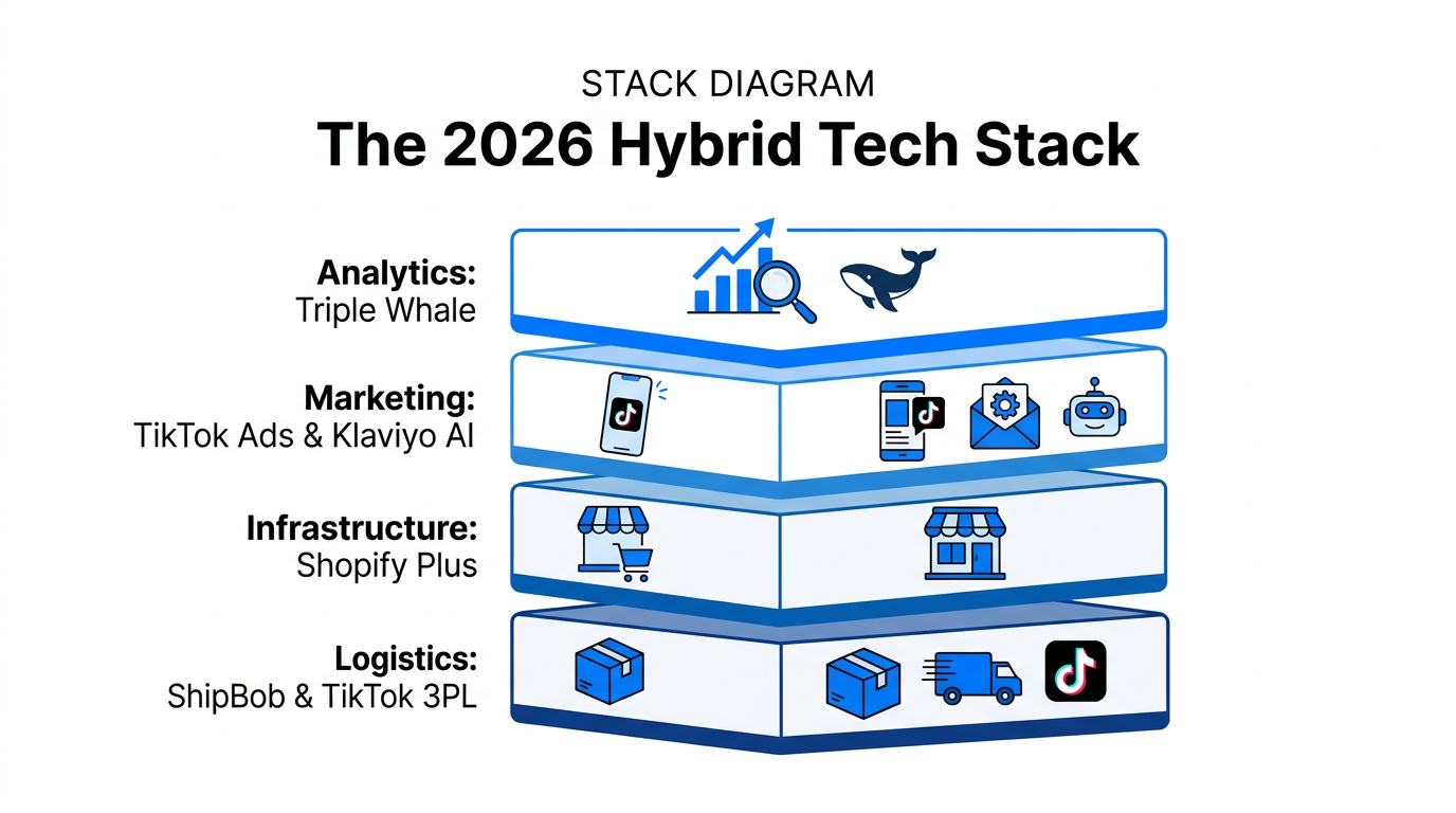 Essential software and logistics stack for modern hybrid ecommerce.