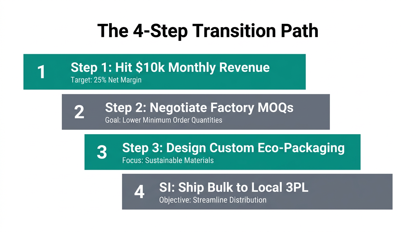 Step-by-step roadmap for moving from dropshipping to a private label brand.