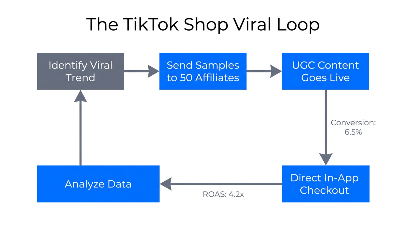The systematic workflow for driving viral sales on TikTok Shop.