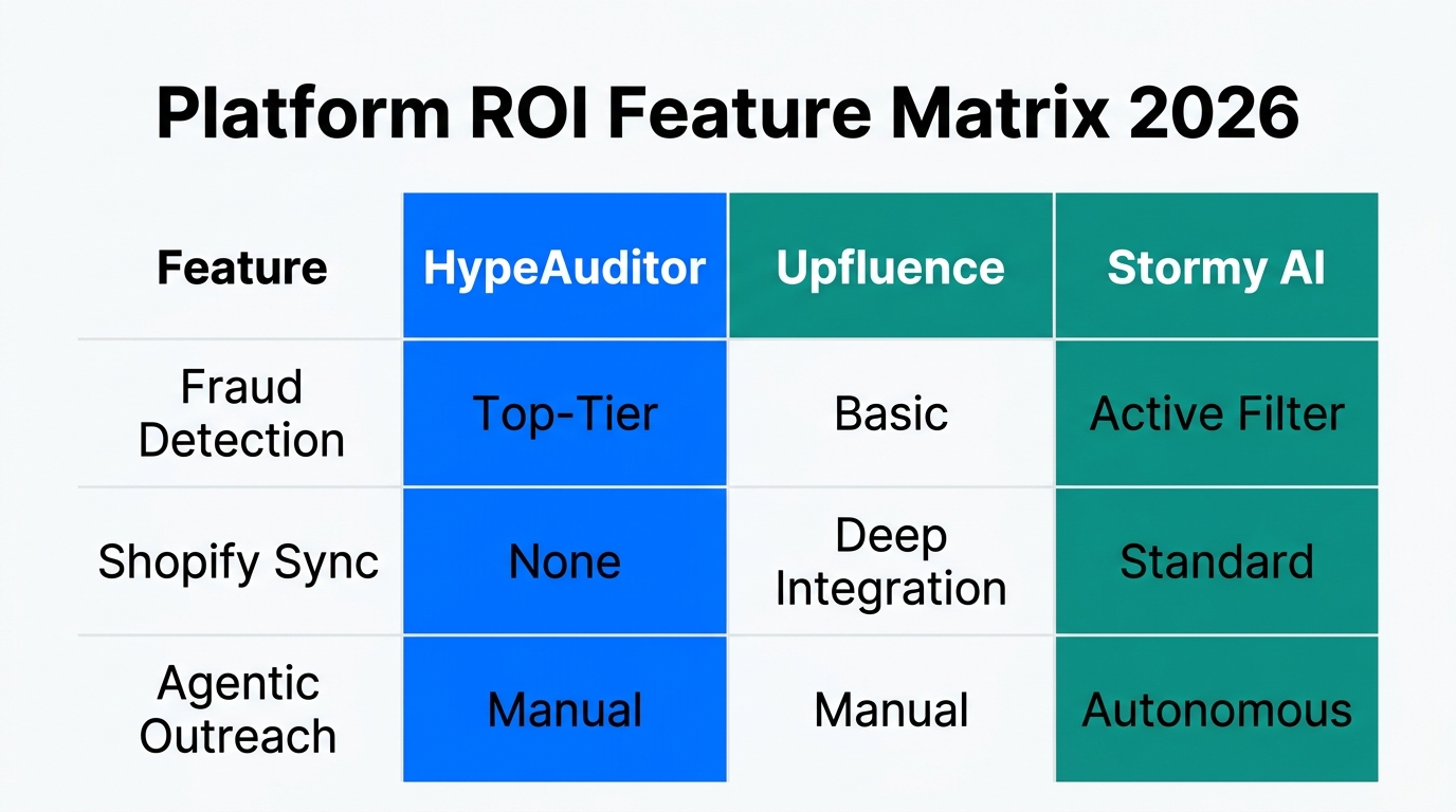 Comparison of fraud detection, commerce integration, and automation levels.