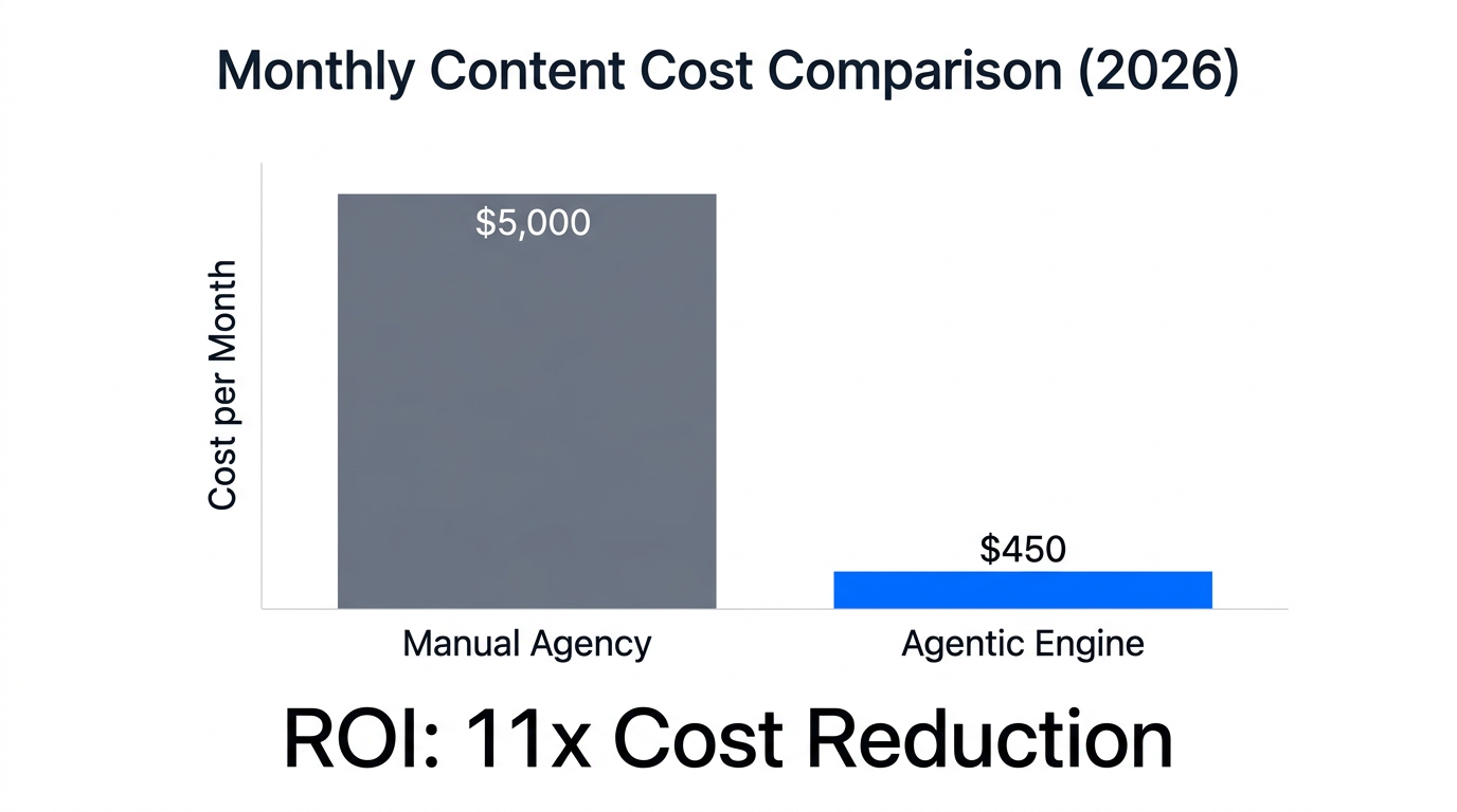 Comparison of manual agency costs versus an automated agentic engine.