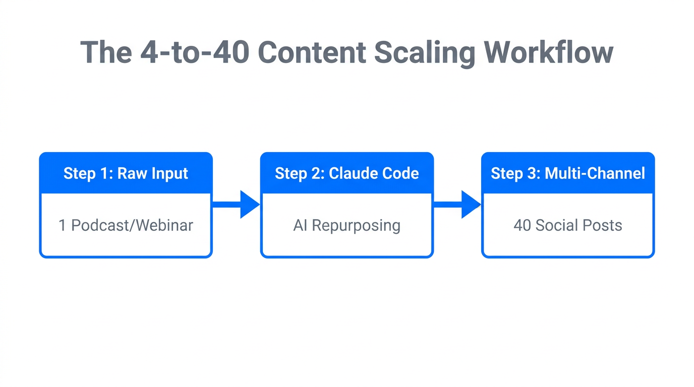 The workflow for scaling from one source to 40 posts.