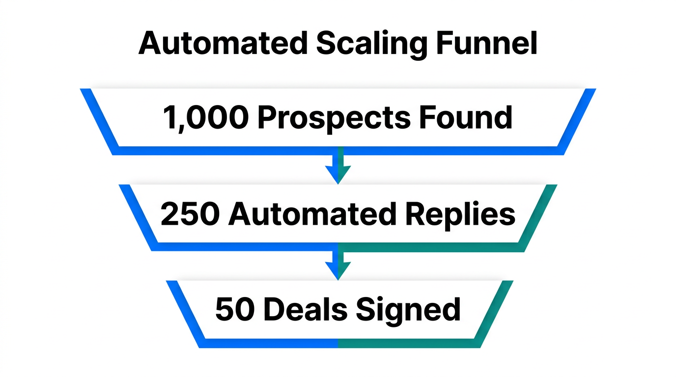 The conversion funnel for automated influencer scaling.