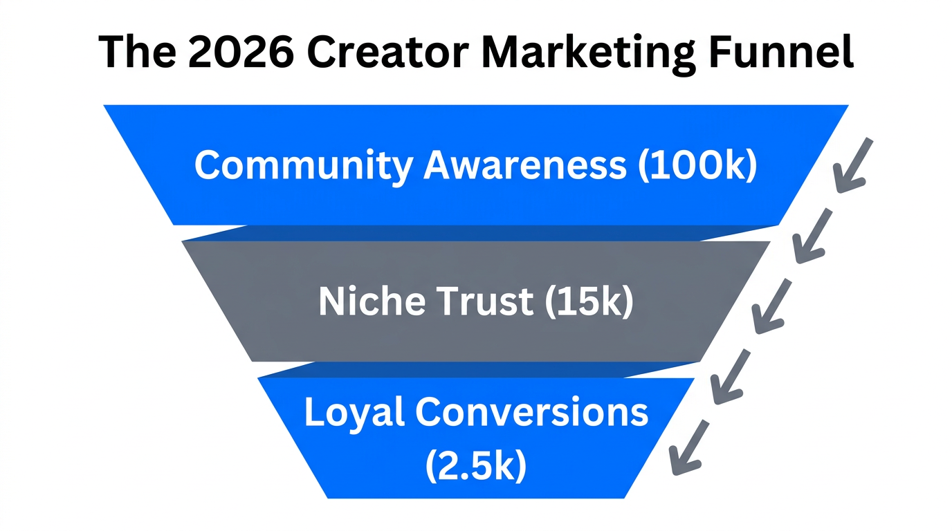 Projected creator marketing funnel metrics for 2026.
