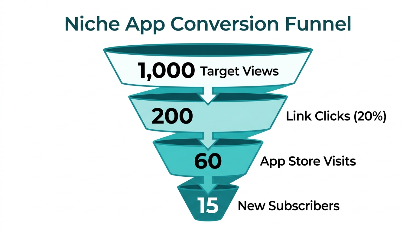 Low-view high-conversion funnel for niche mobile applications.