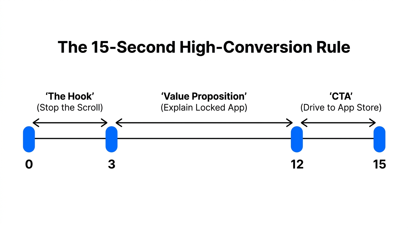 The optimized 15-second video structure for maximizing mobile app downloads.
