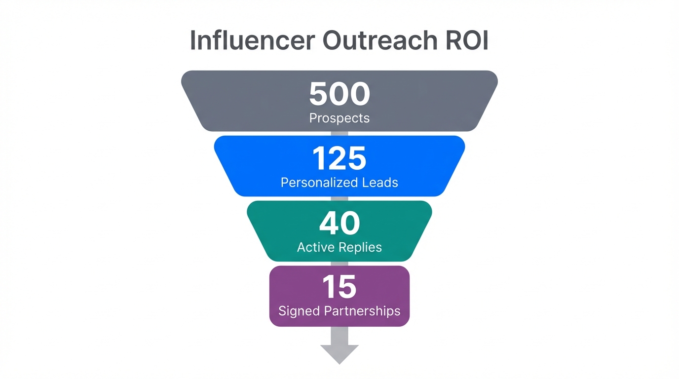 Conversion funnel showing efficiency gains from AI-driven outreach targeting.